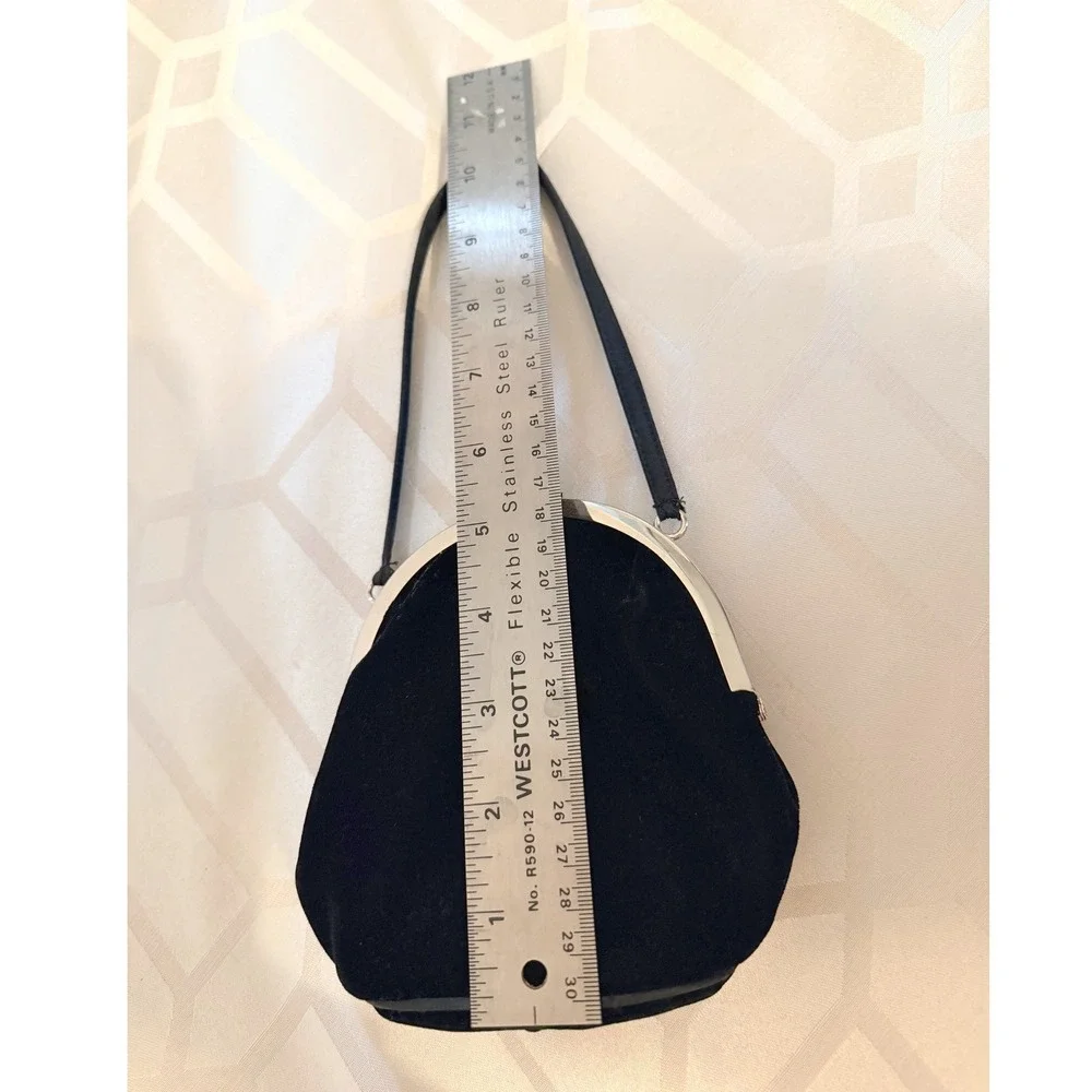NYTLITES Evening Bag Women Small Black Excellent Velvet Kiss Lock Formal Clutch
